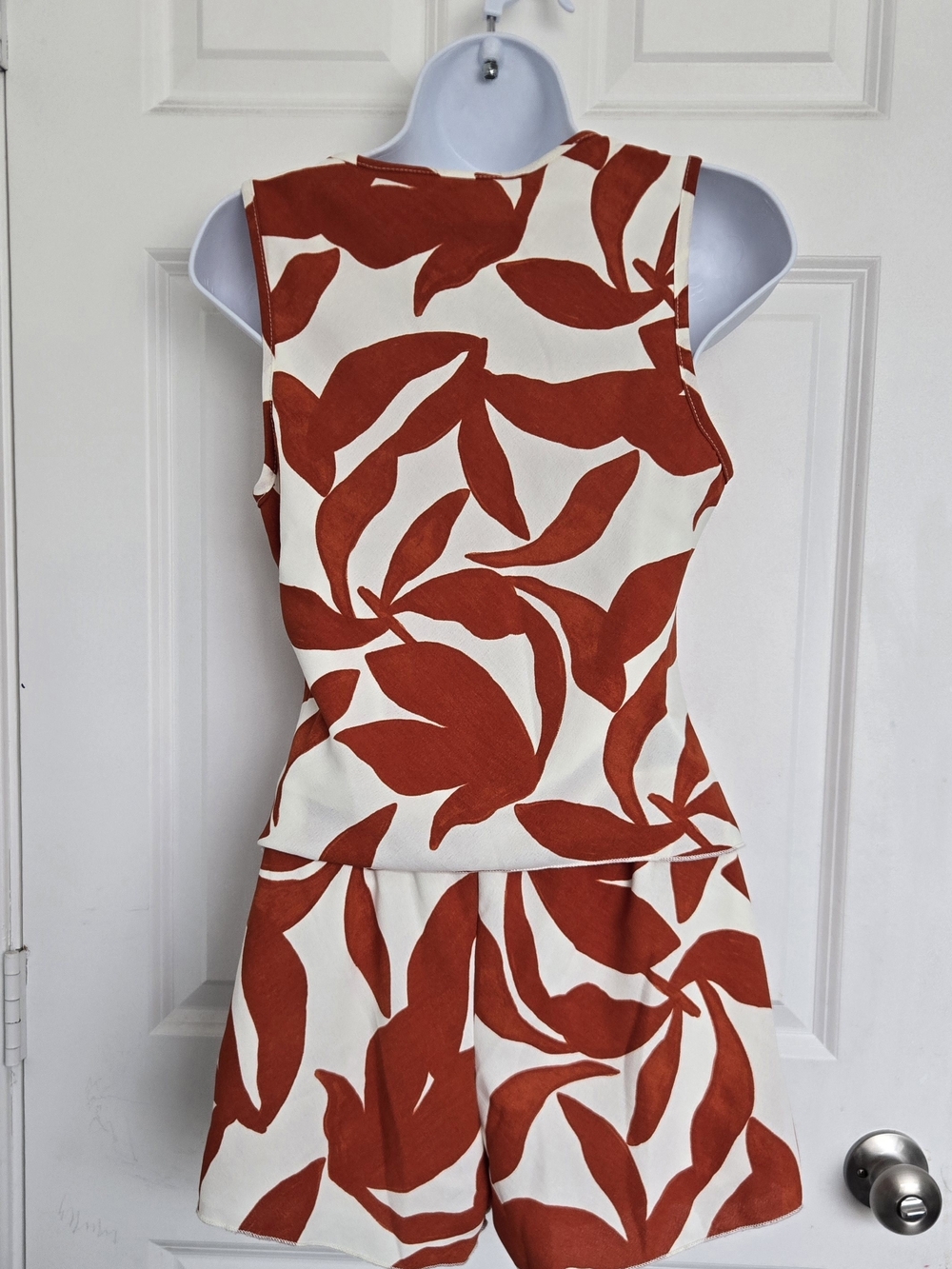 Rust Leaf Tie-Front Two-Piece Set - Picture 2 of 5